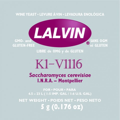 Дрожжи винные Lalvin ICV K1-V1116, 5 гр