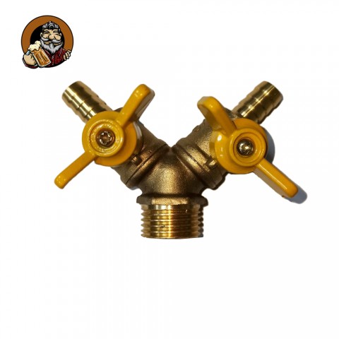 Кран-тройник на шланг 10 мм и 1/2 (папа)