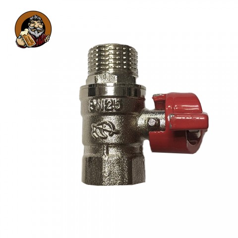 Кран врезной 1/2 папа DN25 выход 1/2 мама