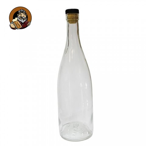 Бутылка стеклянная прозрачная 0,5 л. с пробкой